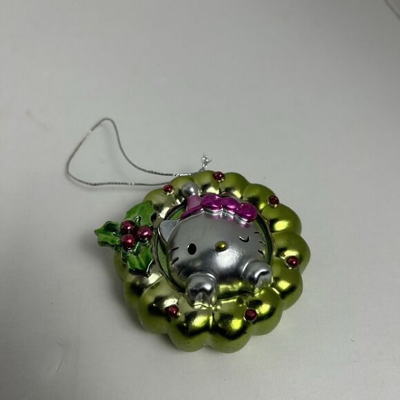 Sanrio Hello Kitty Hand Made Glass Christmas Ornament Round Sanrio 2012 Rare - Picture 1 of 5